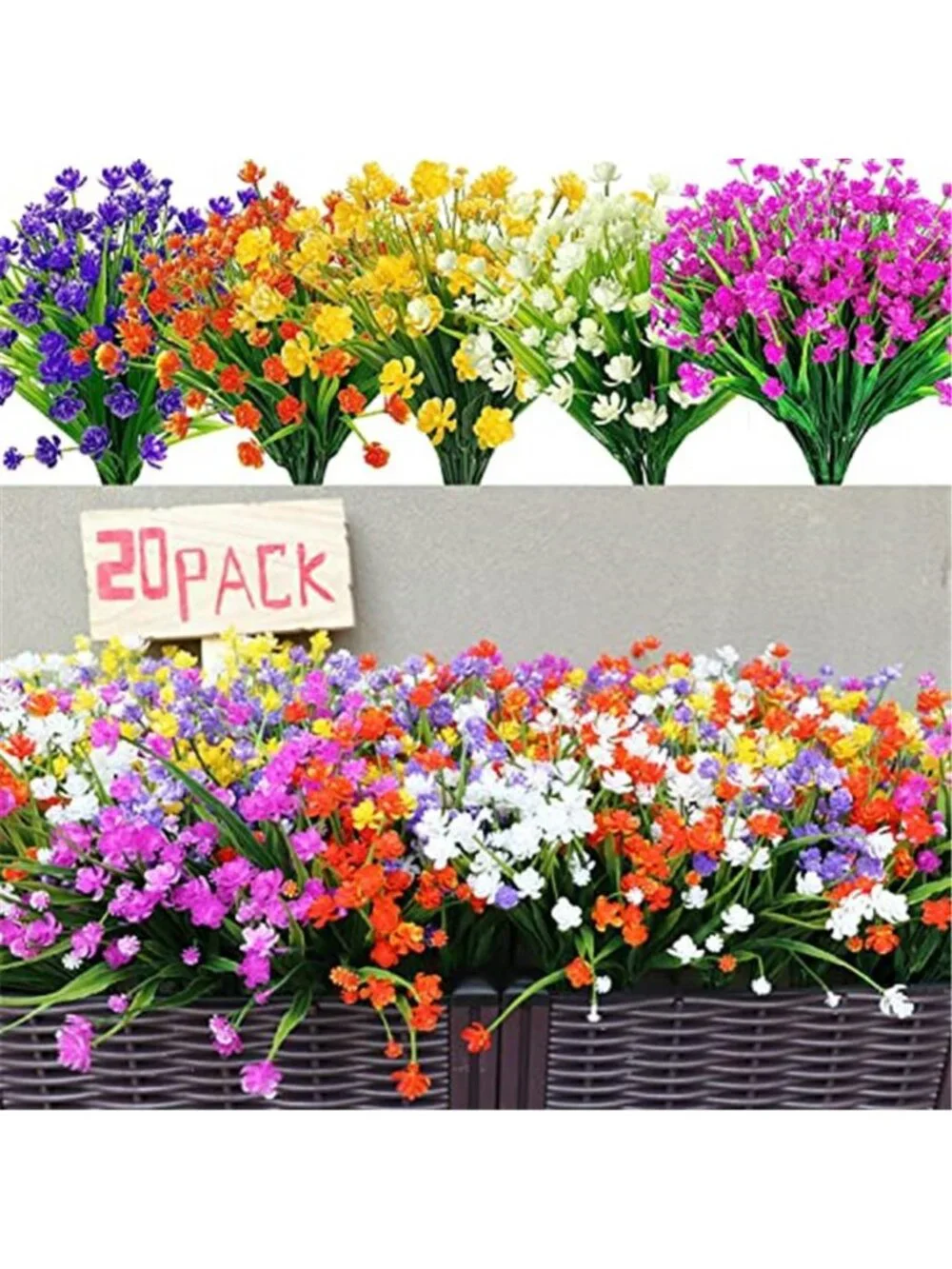 Artificial Flowers Outdoor UV Resistant Faux Plants Porch Patio Garden Decor